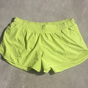 Lululemon Athletically Hottie Hot Neon Yellow Athletic Shorts 2.5” Size 14
